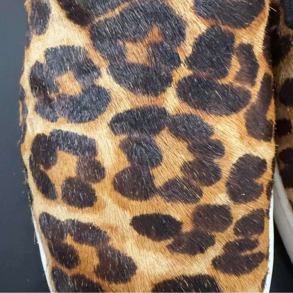 Birdies The Swift Leopard Print Calf Hair Slip-On Sneakers Size 8